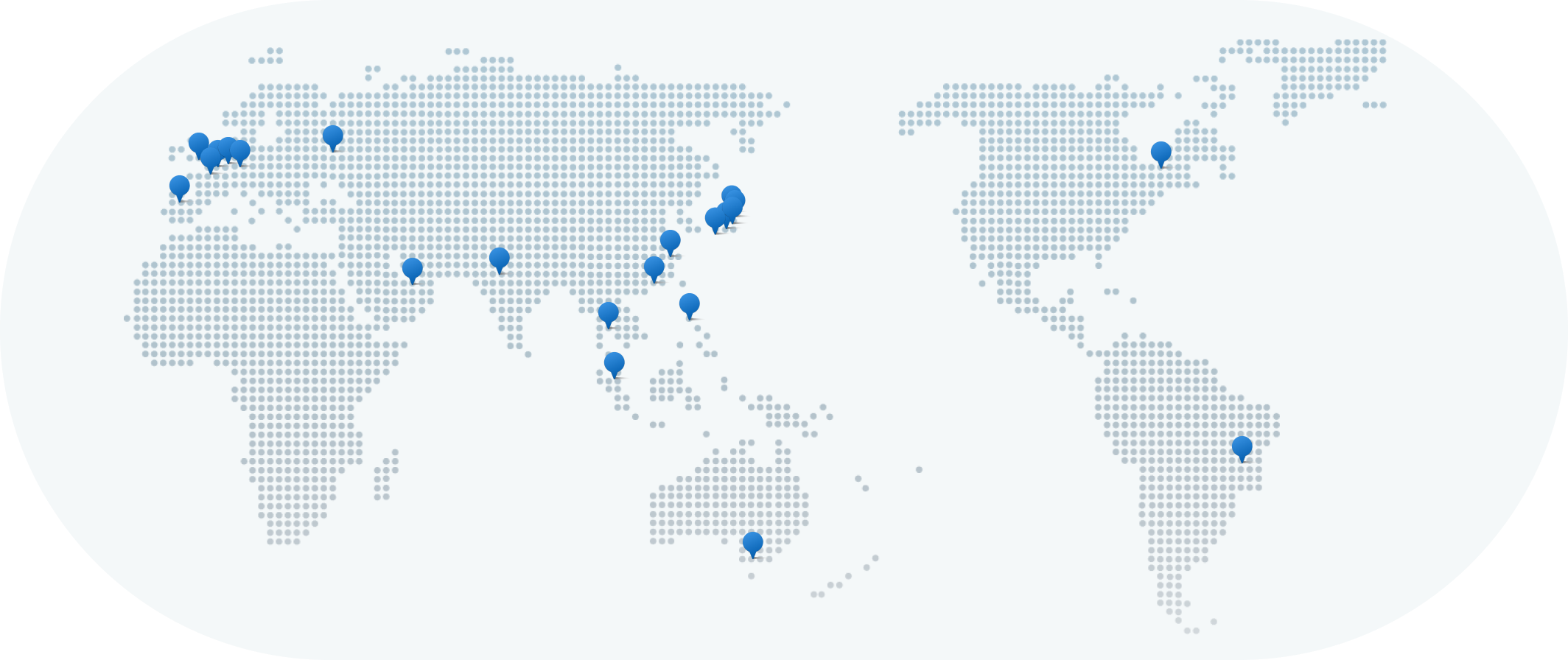 A map showing global locations with pins