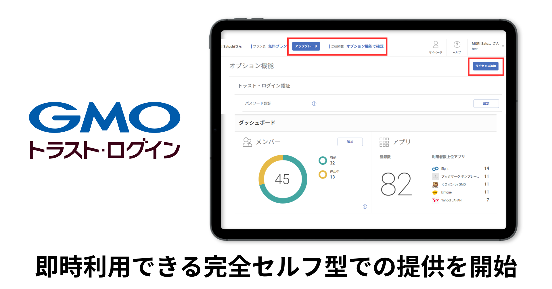 企業向けIDaaS「GMOトラスト・ログイン」、日本初となる即時で利用可能な“完全セルフ型”による提供を開始