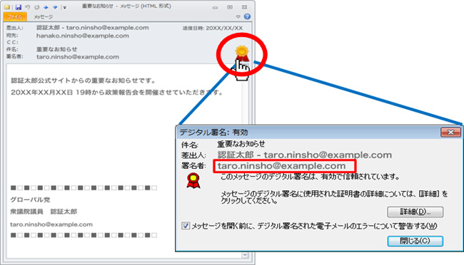 候補者認証ウェブサイト用証明書