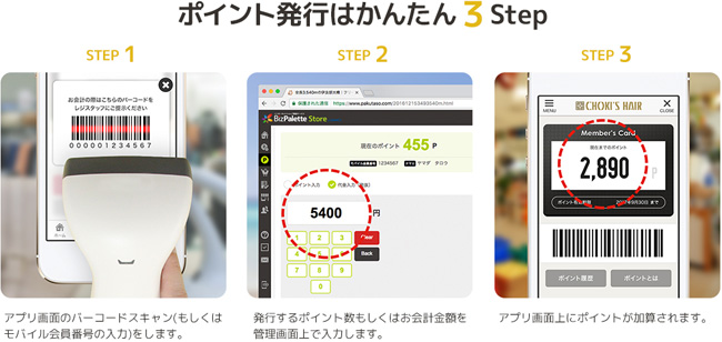 ポイント発行はかんたん3 Step