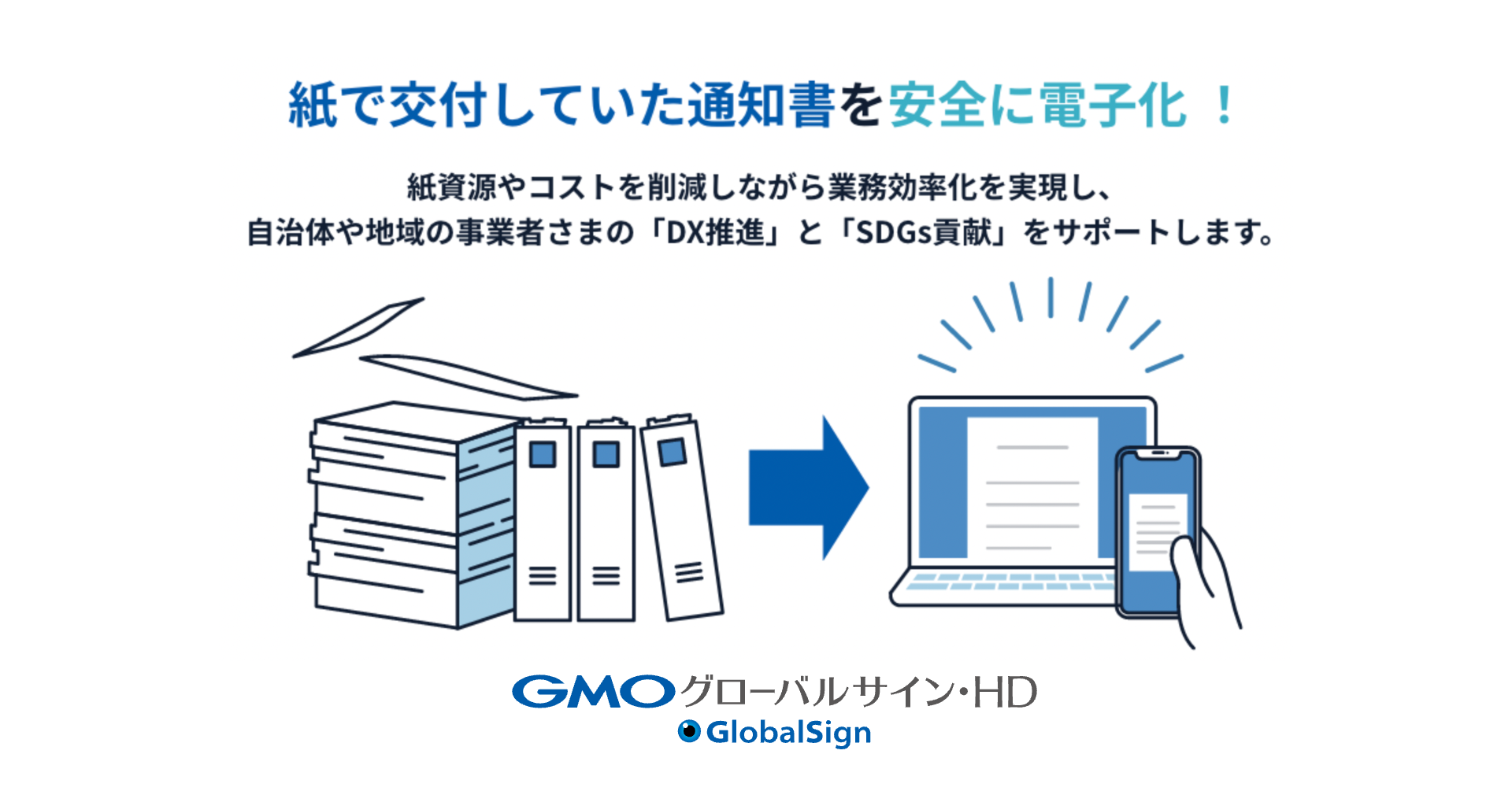 紙で交付していた通知書を安全に電子化！